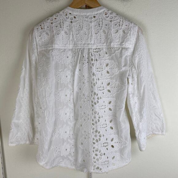 Cino Vintage Maui Tunic Size XS White Sequin Eyelet Cover Up - Picture 11 of 13